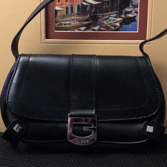 Black Leather Guess Mini Shoulder Bag - Picture 2 of 8